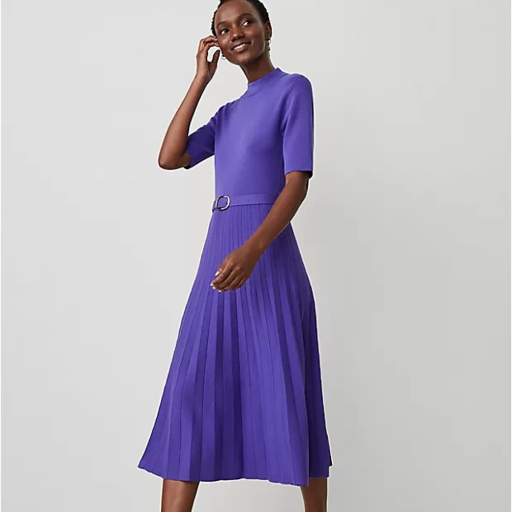 Ann Taylor NWT Women’s Vibrant Purple Belted Dress Size Small